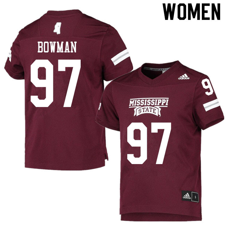 Women #97 Reed Bowman Mississippi State Bulldogs College Football Jerseys Sale-Maroon